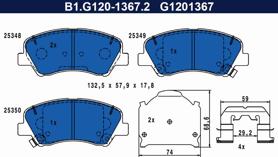 Galfer B1.G120-1367.2 - Гальмівні колодки, дискові гальма avtolavka.club