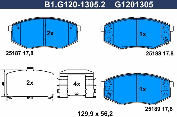 Galfer B1.G120-1305.2 - Гальмівні колодки, дискові гальма avtolavka.club