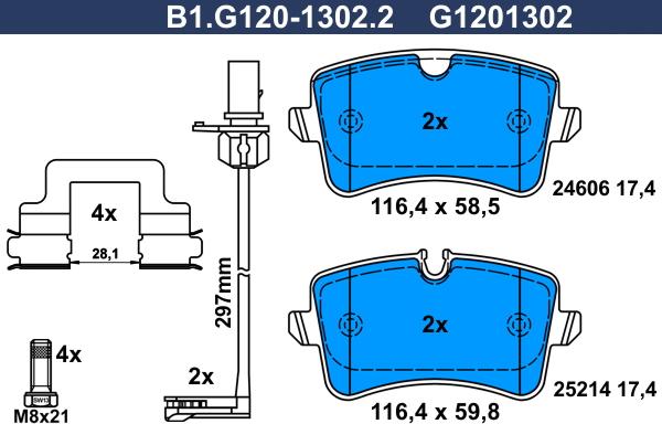 Galfer B1.G120-1302.2 - Гальмівні колодки, дискові гальма avtolavka.club