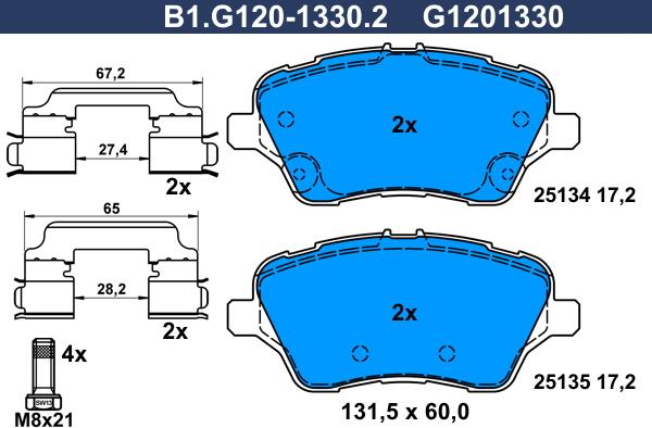 Galfer B1.G120-1330.2 - Гальмівні колодки, дискові гальма avtolavka.club