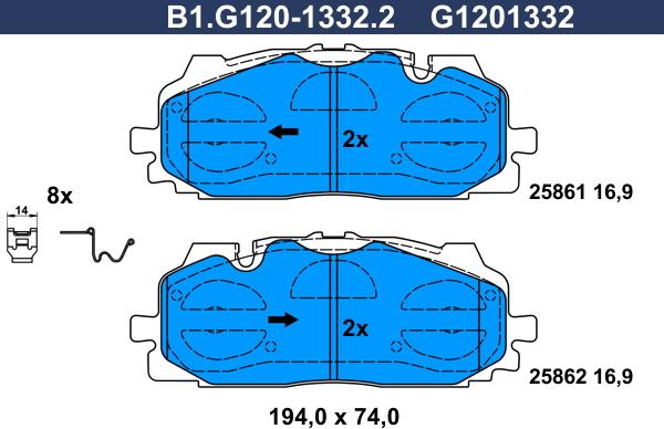 Galfer B1.G120-1332.2 - Гальмівні колодки, дискові гальма avtolavka.club