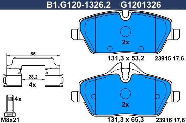 Galfer B1.G120-1326.2 - Гальмівні колодки, дискові гальма avtolavka.club