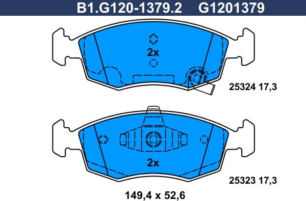 Galfer B1.G120-1379.2 - Гальмівні колодки, дискові гальма avtolavka.club