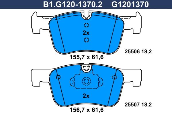 Galfer B1.G120-1370.2 - Гальмівні колодки, дискові гальма avtolavka.club