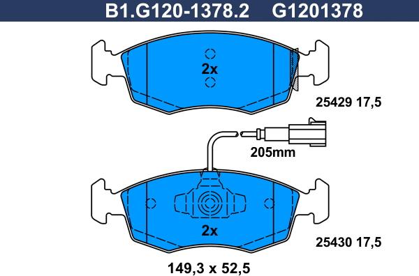 Galfer B1.G120-1378.2 - Гальмівні колодки, дискові гальма avtolavka.club