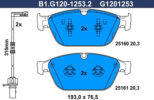 Galfer B1.G120-1253.2 - Гальмівні колодки, дискові гальма avtolavka.club