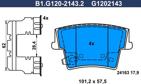 Galfer B1.G120-2143.2 - Гальмівні колодки, дискові гальма avtolavka.club