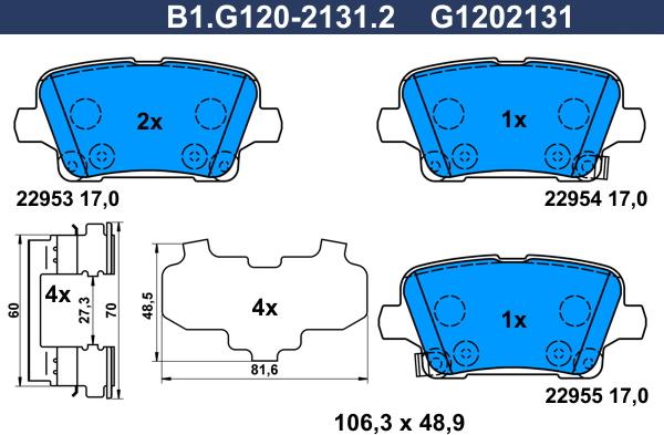 Galfer B1.G120-2131.2 - Гальмівні колодки, дискові гальма avtolavka.club