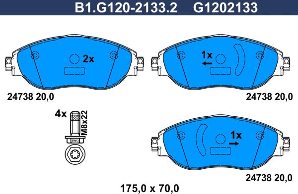 Galfer B1.G120-2133.2 - Гальмівні колодки, дискові гальма avtolavka.club