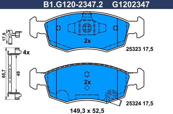 Galfer B1.G120-2347.2 - Гальмівні колодки, дискові гальма avtolavka.club