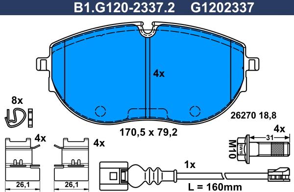 Galfer B1.G120-2337.2 - Гальмівні колодки, дискові гальма avtolavka.club