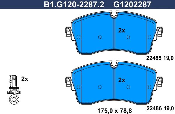 Galfer B1.G120-2287.2 - Гальмівні колодки, дискові гальма avtolavka.club