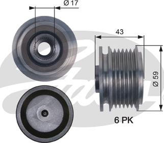 Gates OAP7112 - Ремінний шків, генератор avtolavka.club