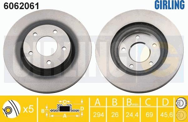 Girling 6062061 - Гальмівний диск avtolavka.club