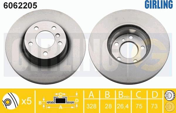 Girling 6062205 - Гальмівний диск avtolavka.club