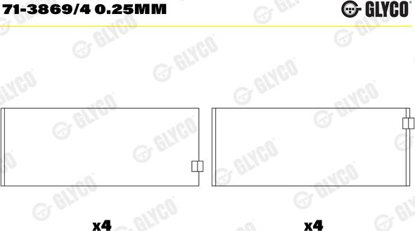 Glyco 71-3869/4 0.25MM - Шатуни підшипник avtolavka.club