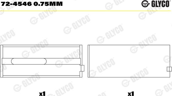 Glyco 72-4546 0.75mm - Підшипник коленвала avtolavka.club