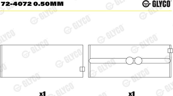 Glyco 72-4072 0.50mm - Підшипник коленвала avtolavka.club