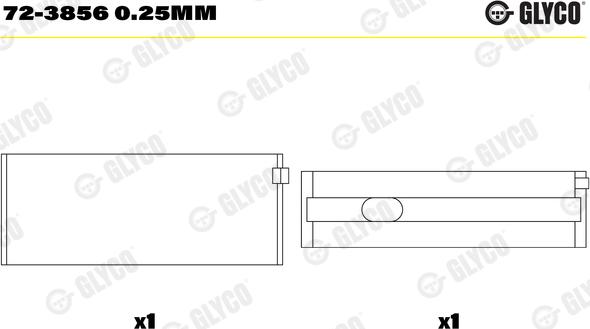 Glyco 72-3856 0.25mm - Підшипник коленвала avtolavka.club