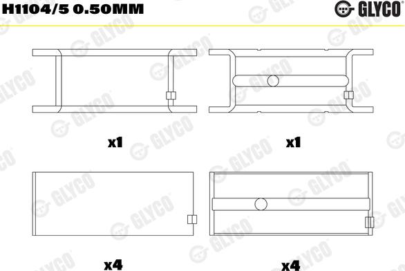 Glyco H1104/5 0.50mm - Підшипник коленвала avtolavka.club