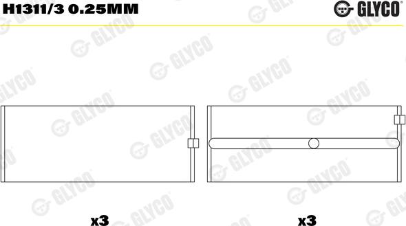 Glyco H1311/3 0.25mm - Підшипник коленвала avtolavka.club