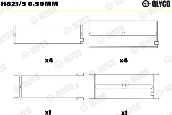 Glyco H821/5 0.50mm - Підшипник коленвала avtolavka.club