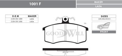 GoodWill 1001 F - Гальмівні колодки, дискові гальма avtolavka.club