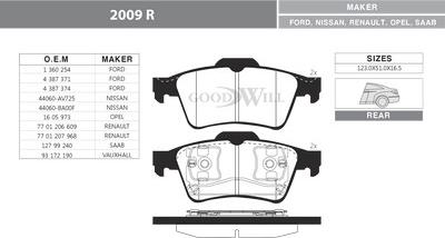 GoodWill 2009 R - Гальмівні колодки, дискові гальма avtolavka.club