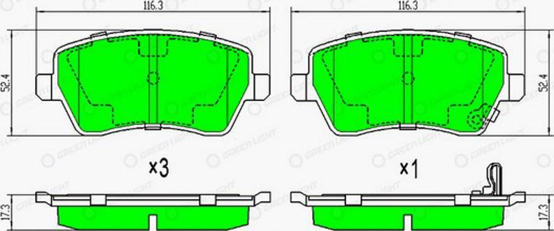 Green Light GLBP0008 - Гальмівні колодки, дискові гальма avtolavka.club