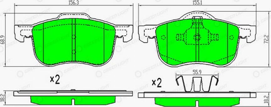 Green Light GLBP0110 - Гальмівні колодки, дискові гальма avtolavka.club