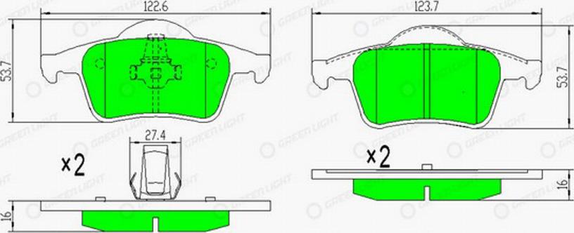 Green Light GLBP0125 - Гальмівні колодки, дискові гальма avtolavka.club