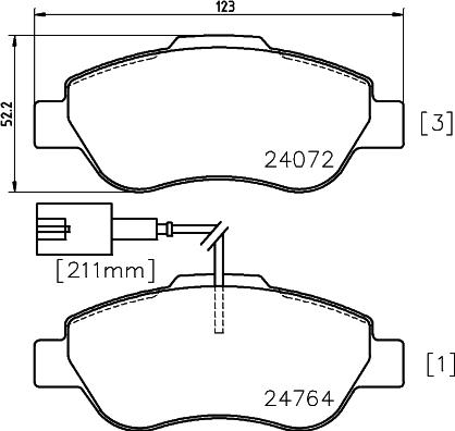 HELLA 8DB 355 014-471 - Гальмівні колодки, дискові гальма avtolavka.club