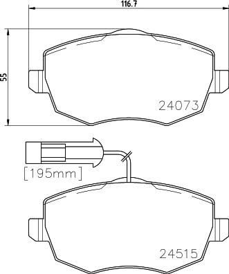 HELLA 8DB 355 012-851 - Гальмівні колодки, дискові гальма avtolavka.club