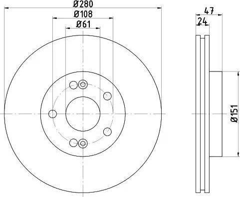 HELLA 8DD 355 109-281 - Гальмівний диск avtolavka.club