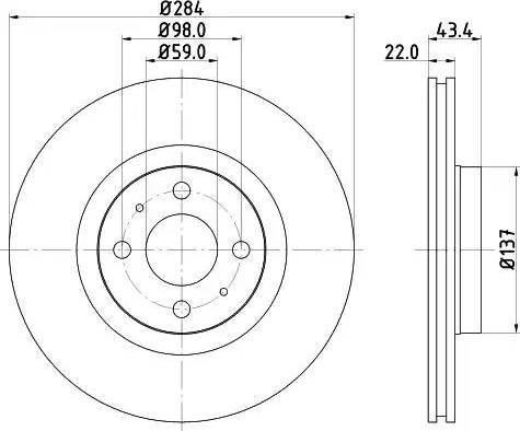 HELLA 8DD 355 102-381 - Гальмівний диск avtolavka.club