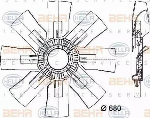HELLA 8MV 376 733-121 - Крильчатка вентилятора, охолодження двигуна avtolavka.club