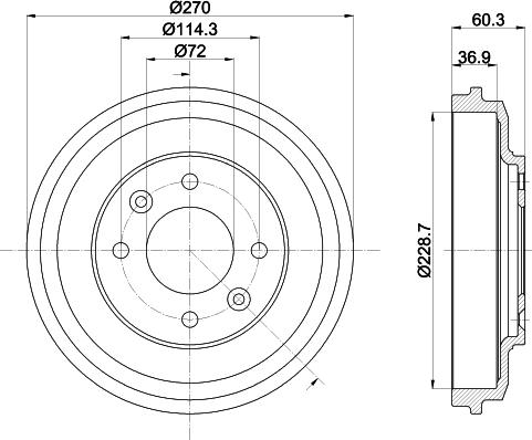 HELLA PAGID 8DT355303071 - Гальмівний барабан avtolavka.club