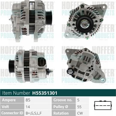 Hoffer H55351301 - Генератор avtolavka.club