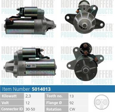 Hoffer H5014013 - Стартер avtolavka.club