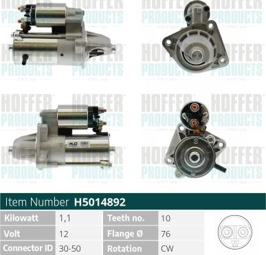 Hoffer H5014892 - Стартер avtolavka.club