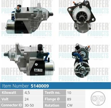 Hoffer H5140009 - Стартер avtolavka.club