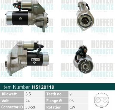 Hoffer H5120119 - Стартер avtolavka.club