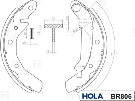 Hola BR806 - Комплект гальм, барабанний механізм avtolavka.club