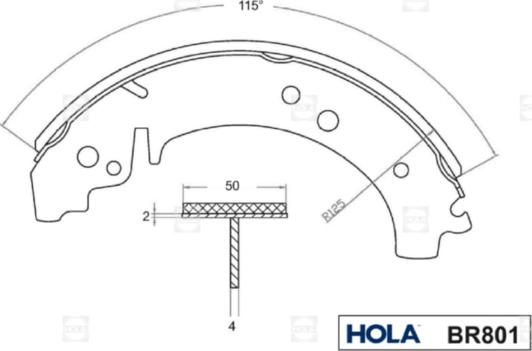 Hola BR801 - Комплект гальм, барабанний механізм avtolavka.club