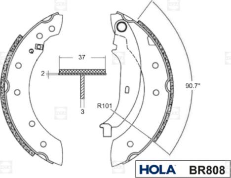 Hola BR808 - Комплект гальм, барабанний механізм avtolavka.club