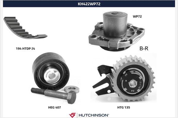 Hutchinson KH 422WP72 - Водяний насос + комплект зубчатого ременя avtolavka.club