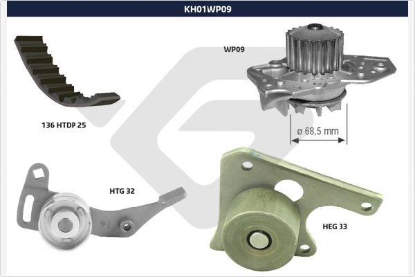 Hutchinson KH 01WP09 - Водяний насос + комплект зубчатого ременя avtolavka.club