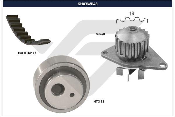 Hutchinson KH 03WP48 - Водяний насос + комплект зубчатого ременя avtolavka.club