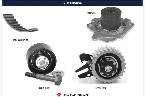 Hutchinson KH 118WP54 - Водяний насос + комплект зубчатого ременя avtolavka.club