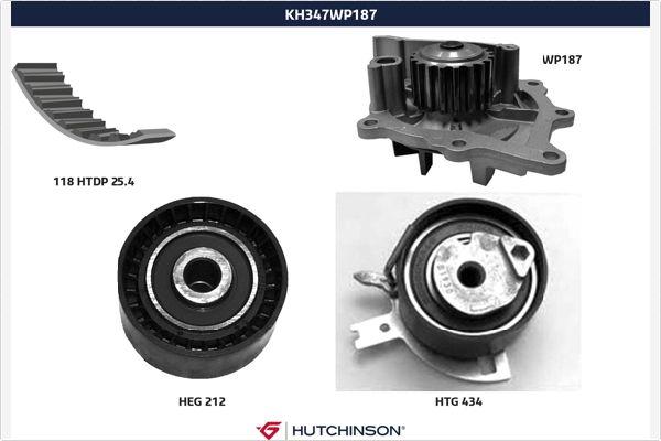 Hutchinson KH 347WP187 - Водяний насос + комплект зубчатого ременя avtolavka.club